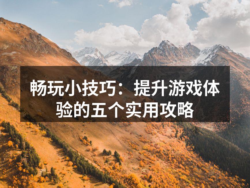 畅玩小技巧：提升游戏体验的五个实用攻略